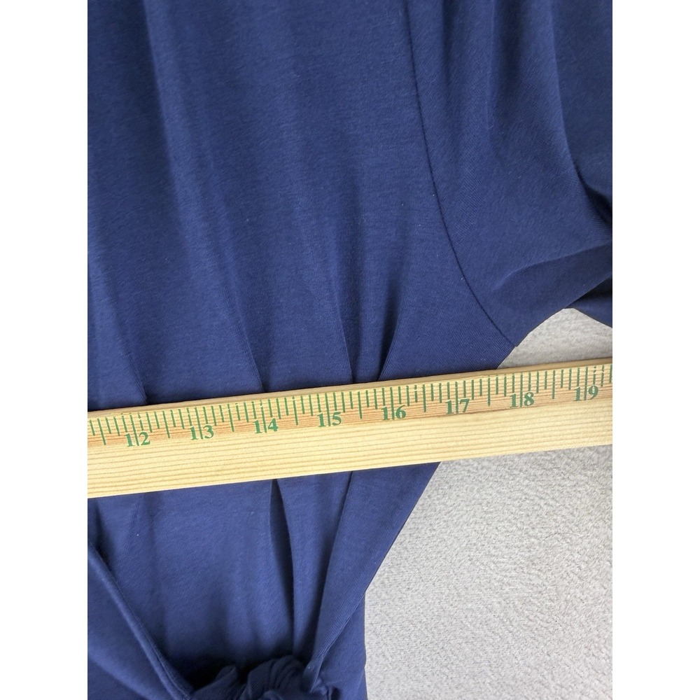 Lands End Women's Sz M Blue Short Sleeve Midi Wrap V-Neck Ruffled Hem Dress - Picture 6 of 11